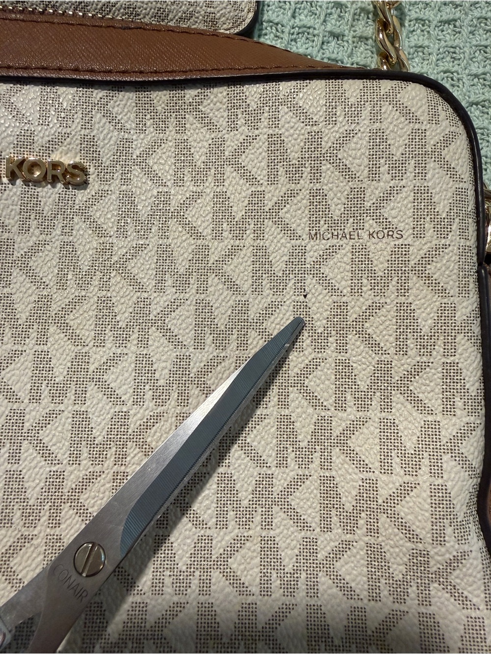 Michael Kors Jet Set Large Logo Print Woven Crossbody Bag Purse w/ wallet - Picture 8 of 11